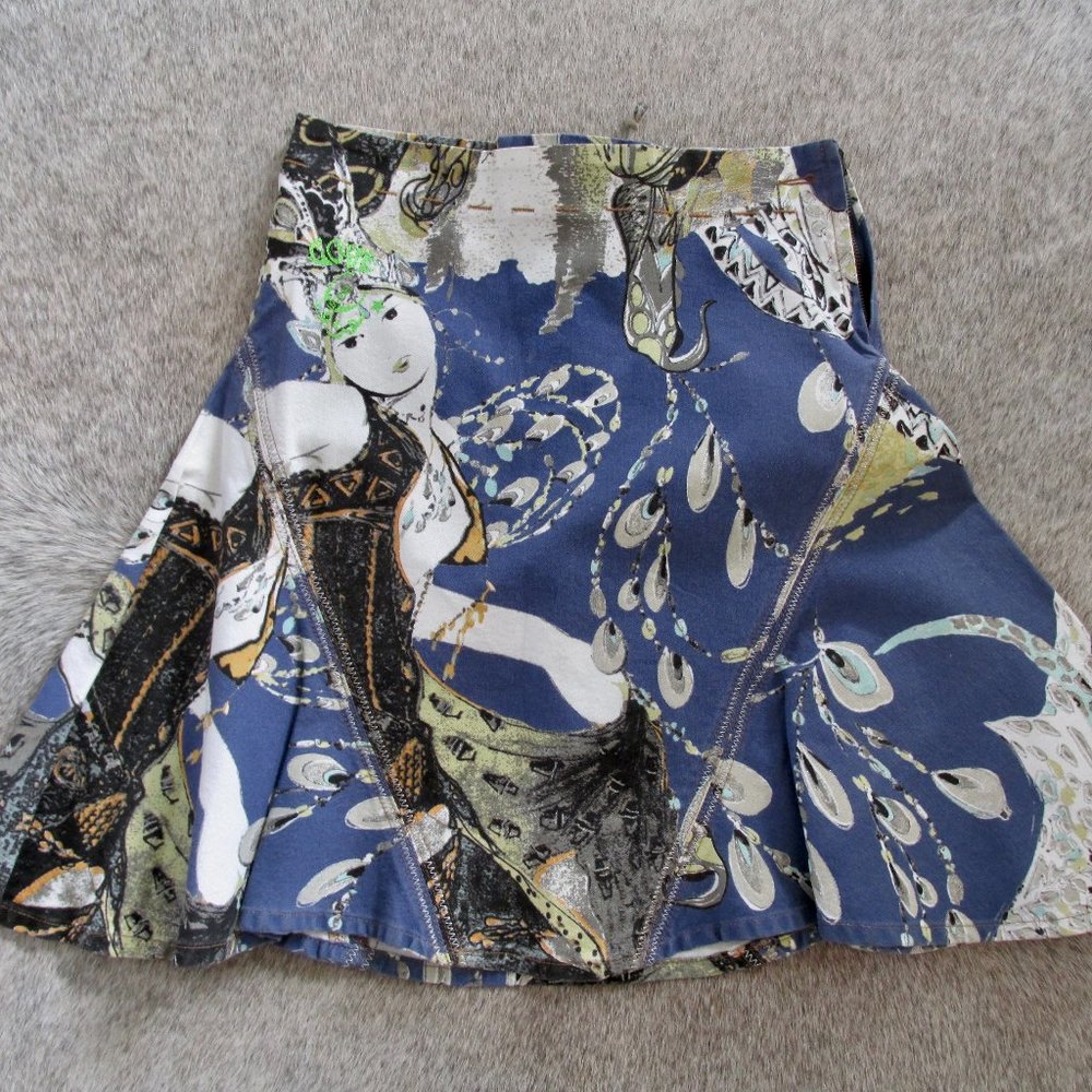 NWT- Just Cavalli Flared skirt- Italian 38 American 2- Erte-esk Print